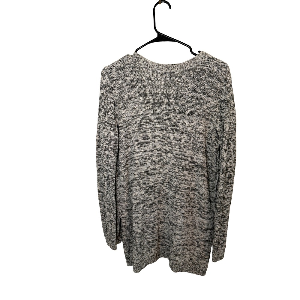 Express Womens Black White Marled Knit High Low Crew Neck Sweater Size Medium - Picture 3 of 3